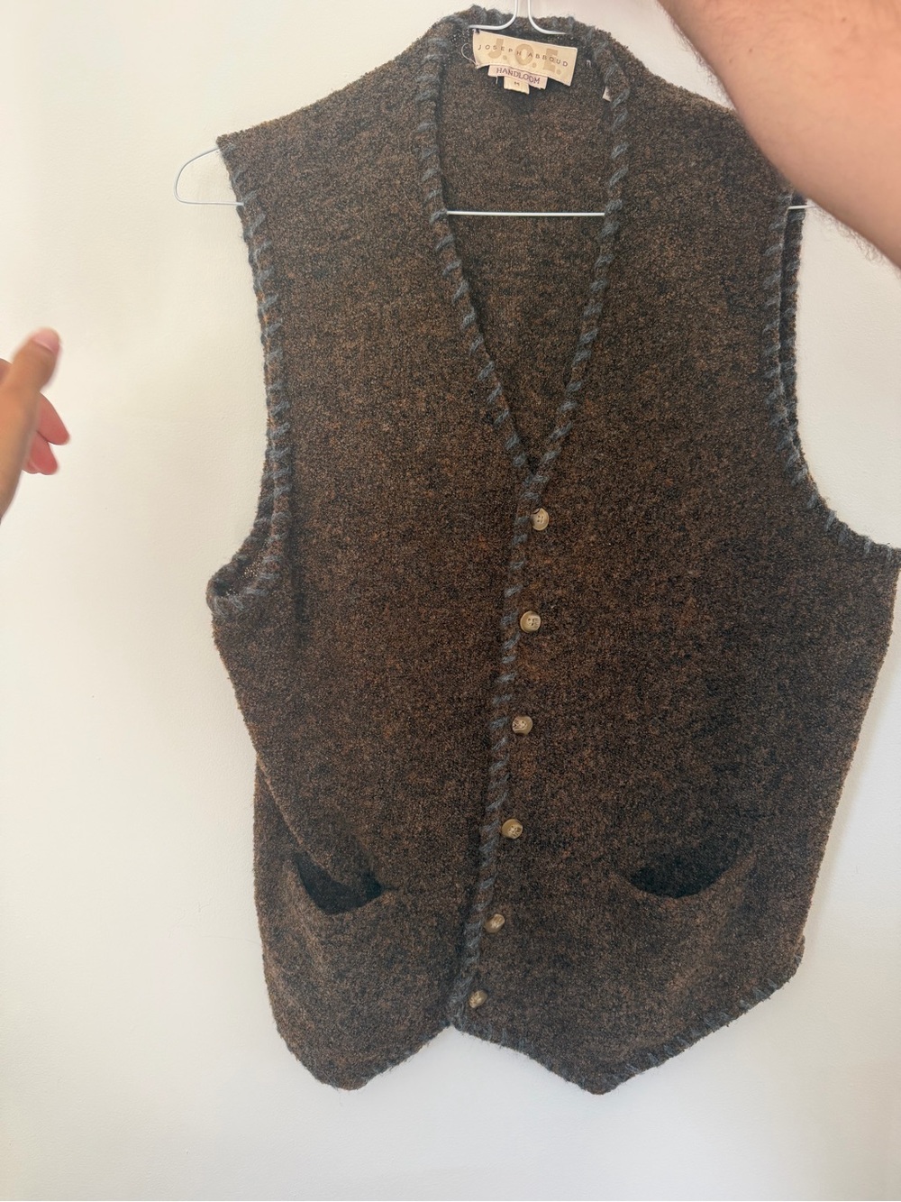 Joseph Abboud Brown Wool Blend Button Vest